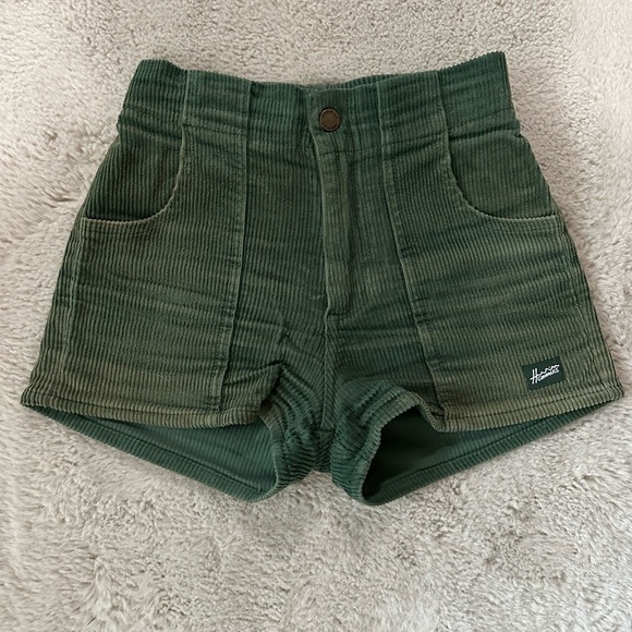 Hammies Pants - High Waist Green Corduroy Shorts